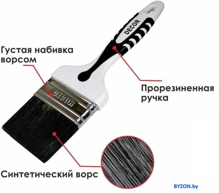 Кисть малярная Decor Black White для грунта 840-050 (15x50мм) Кисть малярная Decor Black White для грунта 840-050 (15x50мм)