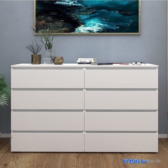 Комод Кортекс-мебель Бари 160 8ш (белый/белый/белый) Комод Кортекс-мебель Бари 160 8ш (белый/белый/белый)