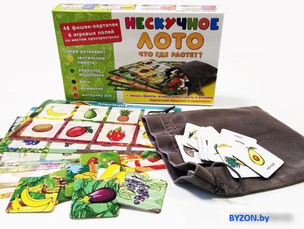 Развивающая игра Нескучные игры Нескучное лото. Что где растет 8112 Развивающая игра Нескучные игры Нескучное лото. Что где растет 8112