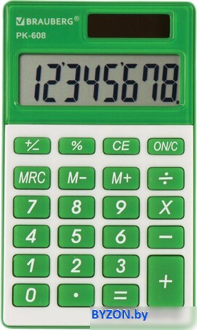Калькулятор BRAUBERG PK-608-GN 250520 (зеленый) Калькулятор BRAUBERG PK-608-GN 250520 (зеленый)