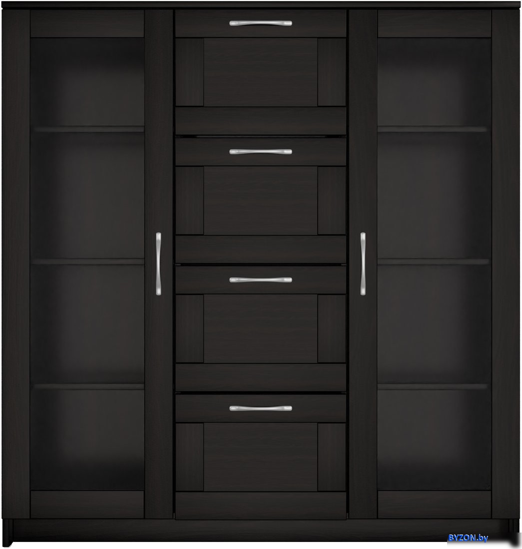 Тумба Mio Tesoro Сириус 2 двери со стеклом и 4 ящика 117x123 2.02.03.400.5 (дуб венге) Тумба Mio Tesoro Сириус 2 двери со стеклом и 4 ящика 117x123 2.02.03.400.5 (дуб венге)