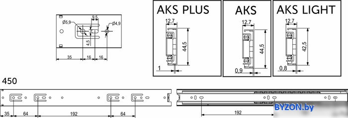 Шариковые направляющие AKS 22011 Шариковые направляющие AKS 22011