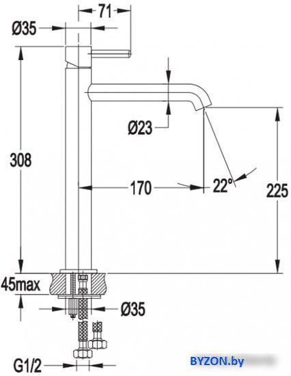 Смеситель Omnires Y Y1212 BL Смеситель Omnires Y Y1212 BL