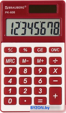 Калькулятор BRAUBERG PK-608-WR 250521 (бордовый) Калькулятор BRAUBERG PK-608-WR 250521 (бордовый)