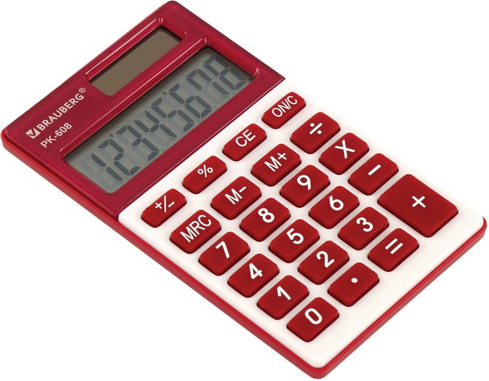 Калькулятор BRAUBERG PK-608-WR 250521 (бордовый) Калькулятор BRAUBERG PK-608-WR 250521 (бордовый)