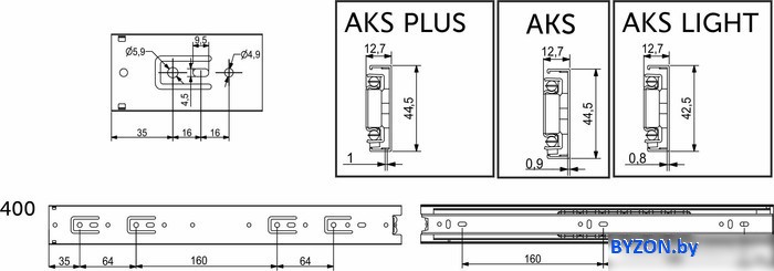 Шариковые направляющие AKS 22010 Шариковые направляющие AKS 22010
