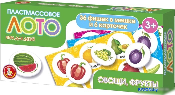 Развивающая игра Десятое королевство Лото Овощи и фрукты 04506 Развивающая игра Десятое королевство Лото Овощи и фрукты 04506