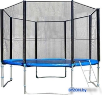 Батут Atlas Sport 374 см - 12ft Pro (усиленные опоры, внешняя сетка, синий) - фото