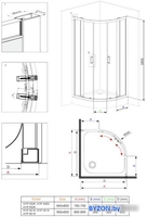 Душевой уголок Deante Funkia 90x90 KYP 451K (хром/графитовое) - фото2