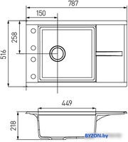 Кухонная мойка Акватон Делия 78 (графит) - фото2