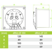 Вытяжной вентилятор airRoxy dRim 125HS-C160 - фото2