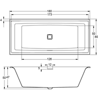 Ванна Riho Still Square Led 180x80 BR0100500K00131 (левая, без ножек) - фото2