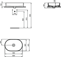 Умывальник Ideal Standard Strada II Oval Vesse 60 T298101 - фото2