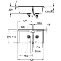 Кухонная мойка Grohe K700 100-C 90/50 2.0 31658AP0 (черный гранит) - фото2