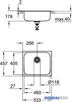 Кухонная мойка Grohe K200 60-S 53.3/45.8 1.0 31719SD0 - фото2