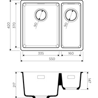 Кухонная мойка Omoikiri Kata 55-2-U BL - фото2