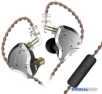 Наушники KZ Acoustics ZS10 Pro (с микрофоном, серебристый/черный) - фото