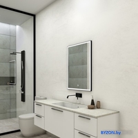 Континент Зеркало Frame Silver Led 60x80 (нейтральная подсветка) - фото