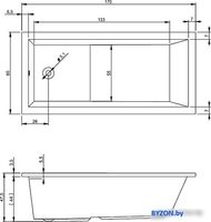 Ванна Riho Lusso Plus 170x80 BA12005 (с ножками и экраном) - фото2