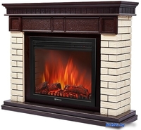 Портал Firelight Bricks 25 (камень бежевый/шпон темный дуб) - фото2