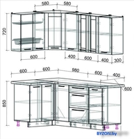 Угловая кухня Интерлиния Мила Пластик 1.2x2.0 (слива глянец/ваниль глянец/травертин) - фото2