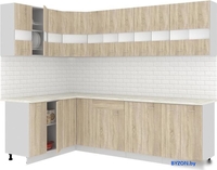 Угловая кухня Кортекс-мебель Корнелия Экстра 1.5x2.7м (дуб сонома/марсель) - фото