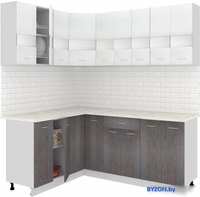 Угловая кухня Кортекс-мебель Корнелия Экстра 1.5x2.0м (белый/береза/мадрид) - фото