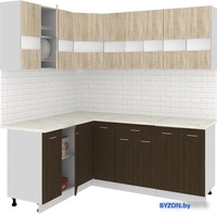 Угловая кухня Кортекс-мебель Корнелия Экстра 1.5x2.1м (дуб сонома/венге/мадрид) - фото