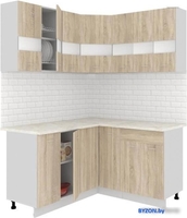 Готовая кухня Кортекс-мебель Корнелия Экстра 1.5x1.5м (дуб сонома/королевский опал) - фото
