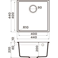 Кухонная мойка Omoikiri Bosen 44-U BL (черный) - фото2