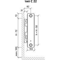 Стальной панельный радиатор Royal Thermo Compact C22-300-1200 (Bianco Traffico) - фото2