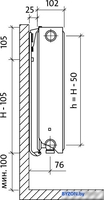 Стальной панельный радиатор Royal Thermo Ventil Compact VC22-500-600 (Bianco Traffico) - фото2