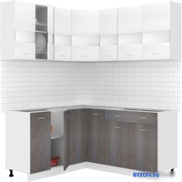 Готовая кухня Кортекс-мебель Корнелия Экстра 1.5x1.7 без столешницы (белый/береза) - фото