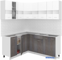 Готовая кухня Кортекс-мебель Корнелия Экстра 1.5x1.4 без столешницы (белый/береза) - фото