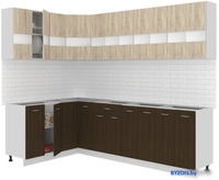 Готовая кухня Кортекс-мебель Корнелия Экстра 1.5x2.7 без столешницы (дуб сонома/венге) - фото