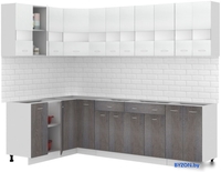 Готовая кухня Кортекс-мебель Корнелия Экстра 1.5x2.8 без столешницы (белый/береза) - фото