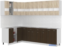 Готовая кухня Кортекс-мебель Корнелия Экстра 1.5x2.8 без столешницы (дуб сонома/венге) - фото