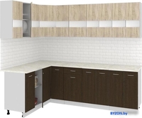 Угловая кухня Кортекс-мебель Корнелия Экстра 1.5x2.5м (дуб сонома/венге/королевский опал) - фото