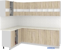 Угловая кухня Кортекс-мебель Корнелия Экстра 1.5x2.5м (дуб сонома/королевский опал) - фото