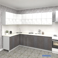 Угловая кухня Кортекс-мебель Корнелия Экстра 1.5x2.6м (белый/береза/королевский опал) - фото2