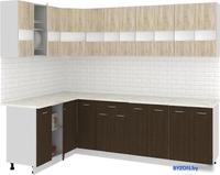 Угловая кухня Кортекс-мебель Корнелия Экстра 1.5x2.6м (дуб сонома/венге/королевский опал) - фото