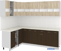 Угловая кухня Кортекс-мебель Корнелия Экстра 1.5x2.4м (дуб сонома/венге/королевский опал) - фото