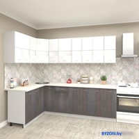 Угловая кухня Кортекс-мебель Корнелия Экстра 1.5x2.5м (белый/береза/королевский опал) - фото2
