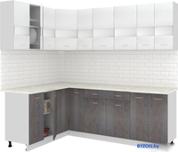 Угловая кухня Кортекс-мебель Корнелия Экстра 1.5x2.3м (белый/береза/мадрид) - фото