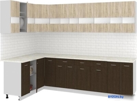 Угловая кухня Кортекс-мебель Корнелия Экстра 1.5x2.8м (дуб сонома/венге/мадрид) - фото