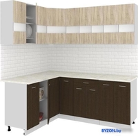 Угловая кухня Кортекс-мебель Корнелия Экстра 1.5x2.0м (дуб сонома/венге/мадрид) - фото