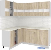 Угловая кухня Кортекс-мебель Корнелия Экстра 1.5x2.0м (дуб сонома/королевский опал) - фото