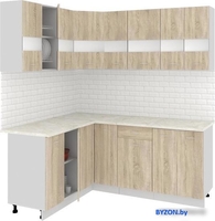 Угловая кухня Кортекс-мебель Корнелия Экстра 1.5x1.9м (дуб сонома/королевский опал) - фото
