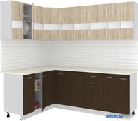 Угловая кухня Кортекс-мебель Корнелия Экстра 1.5x2.2м (дуб сонома/венге/мадрид) - фото