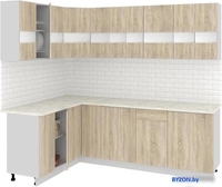 Угловая кухня Кортекс-мебель Корнелия Экстра 1.5x2.4м (дуб сонома/королевский опал) - фото